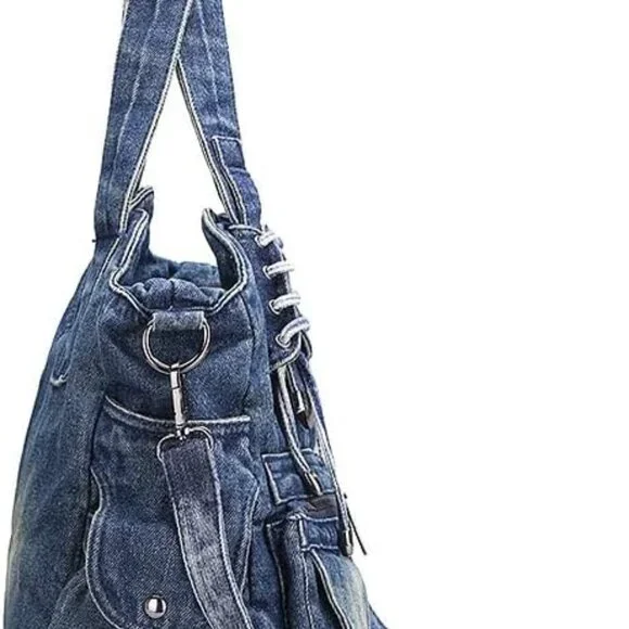 Denim Hobo Bag for Women Jeans Purse Large Capacity Handbags Vintage Shoulder Ba